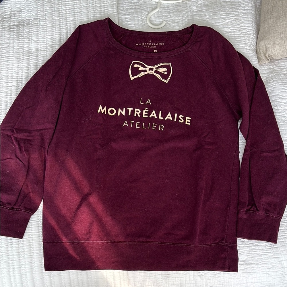 Red and White Crew Neck Sweater with Montréal Style